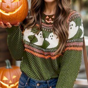 Ghost Round Neck Long Sleeve Sweater